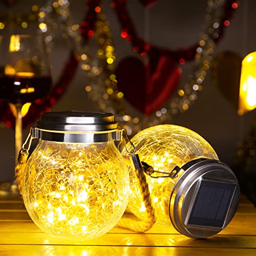 ROSHWEY Solar Lanterns Outdoor Waterproof, 4 Pack Garden Lights Outdoor Lantern Paito Decor Christmas Gifts Solar Globe Lights Outdoor Hanging for Backyard Porch Balcony Decoration, Warm White - Image 1