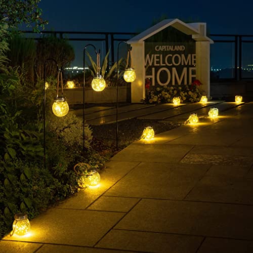 ROSHWEY Solar Lanterns Outdoor Waterproof, 4 Pack Garden Lights Outdoor Lantern Paito Decor Christmas Gifts Solar Globe Lights Outdoor Hanging for Backyard Porch Balcony Decoration, Warm White - Image 2