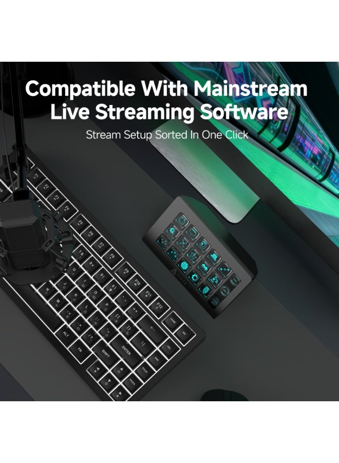 A-jazz AKP153E Black International Edition Programmable Keyboard: 15-Key Visual Control Console with LCD Sub-Screen for Live Streaming and Editing Efficiency - Image 4
