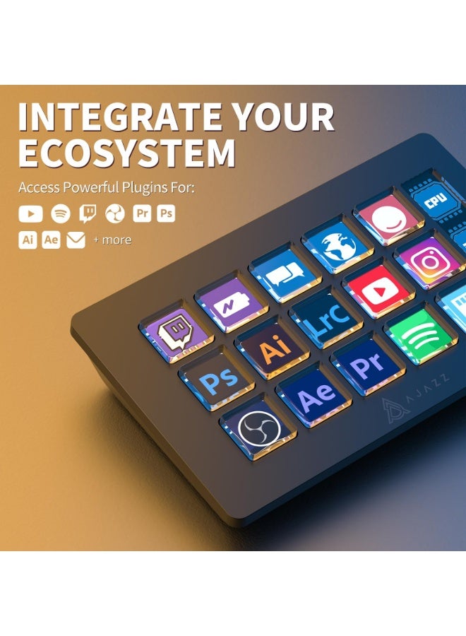 A-jazz The AKP153E supports one-click software launch. This mainstream media console features 15 programmable LCD macro keys and a side information display. It is compatible with Windows and Mac systems and is suitable for on-site video editing, office work, and gaming. - Image 2