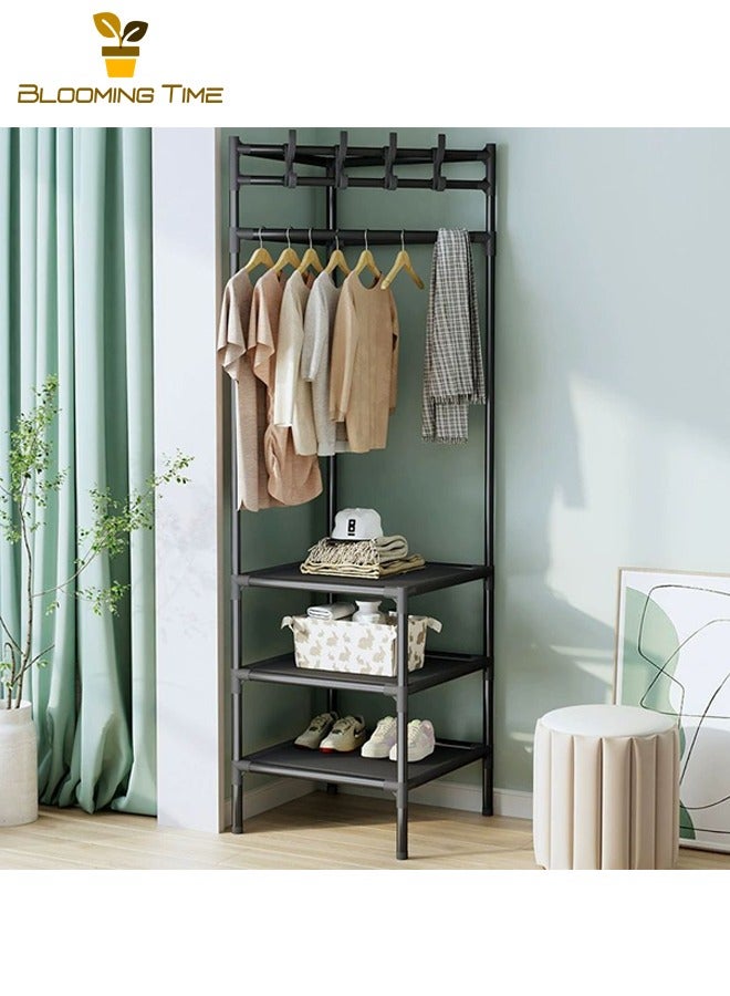 BLOOMING TIME Corner Coat Rack, Floor-standing Home Bedroom Clothes Rack, Wall Corner Shoe and Hat Rack, Corner Clothes Rack, Removable Coat Rack, Living Room Storage Rack, Floor-standing Wall-mounted Multi-layer Storage Rack with Hooks - Image 1