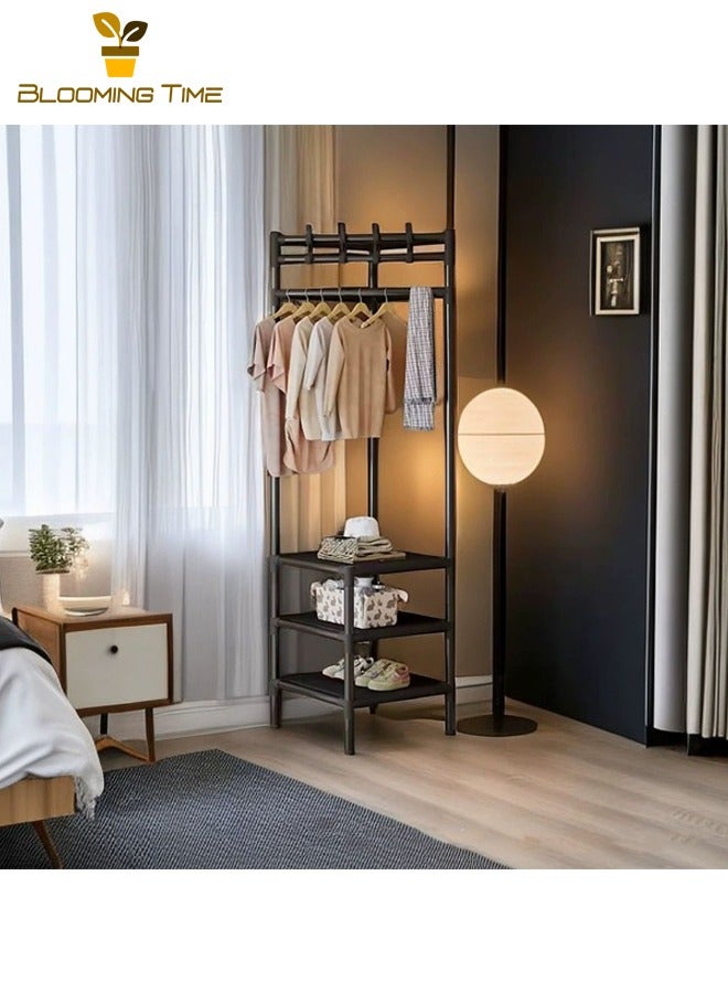 BLOOMING TIME Corner Coat Rack, Floor-standing Home Bedroom Clothes Rack, Wall Corner Shoe and Hat Rack, Corner Clothes Rack, Removable Coat Rack, Living Room Storage Rack, Floor-standing Wall-mounted Multi-layer Storage Rack with Hooks - Image 3