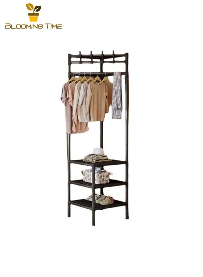BLOOMING TIME Corner Coat Rack, Floor-standing Home Bedroom Clothes Rack, Wall Corner Shoe and Hat Rack, Corner Clothes Rack, Removable Coat Rack, Living Room Storage Rack, Floor-standing Wall-mounted Multi-layer Storage Rack with Hooks - Image 4