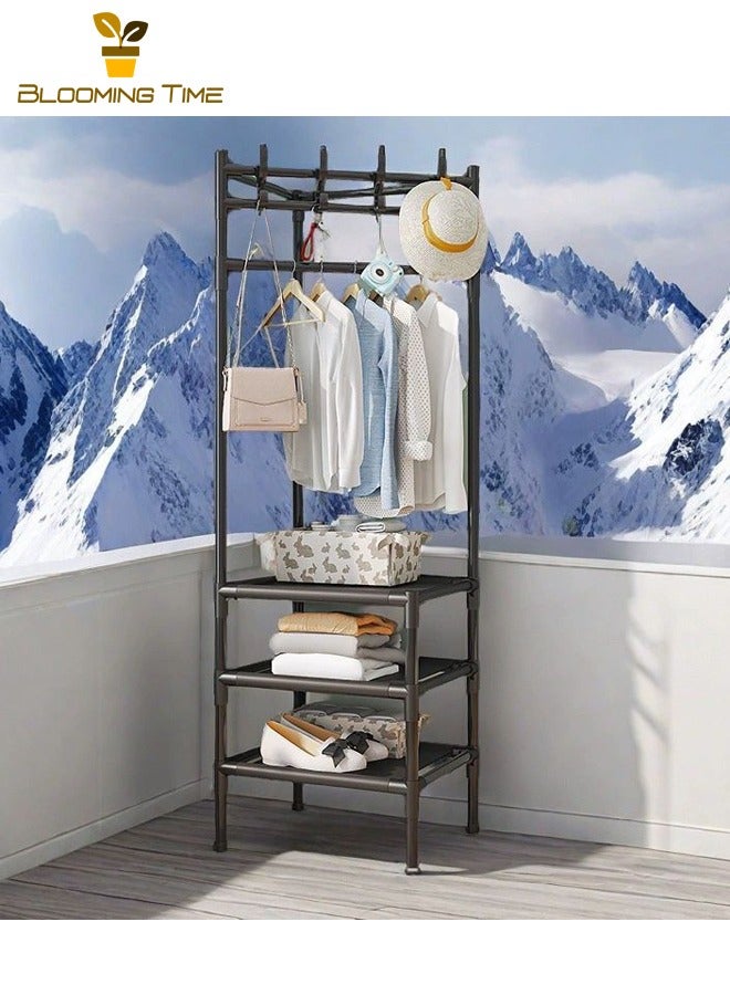 BLOOMING TIME Corner Coat Rack, Floor-standing Home Bedroom Clothes Rack, Wall Corner Shoe and Hat Rack, Corner Clothes Rack, Removable Coat Rack, Living Room Storage Rack, Floor-standing Wall-mounted Multi-layer Storage Rack with Hooks - Image 5