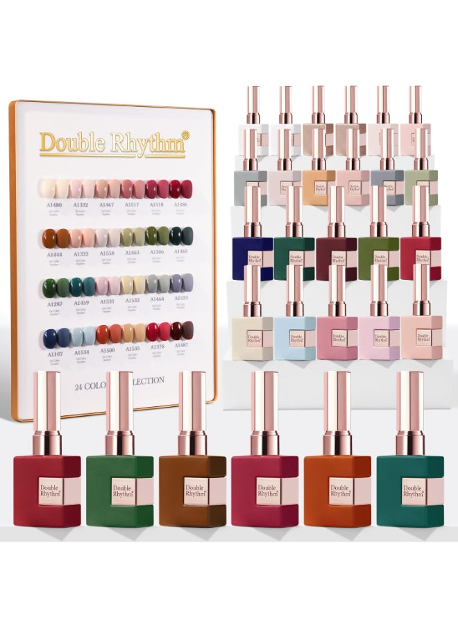 Double Rhythm 28Pcs 05Oz Gel Nail Polish Set Same Color Same Bottle Soak Off Gel Polish Kit Nail Art Manicure Salon DIY at Home for Women Burgundy Green CollectionT241 - Image 2
