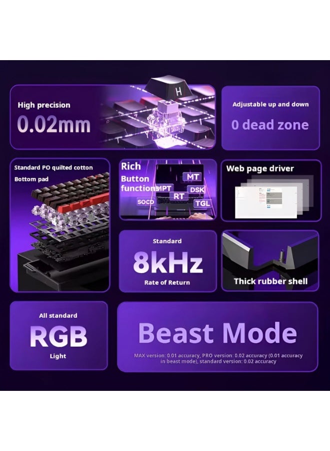 أولا كيبورد الألعاب AULA WIN60 HE بمفاتيح مغناطيسية ومعدل استجابة 8000Hz وإضاءة RGB وتخطيط US باللون الأسود - Image 4