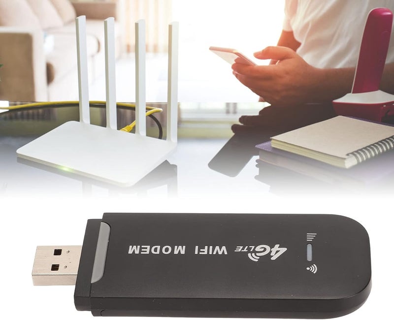 جوشيدا جهاز راوتر WiFi USB من Goshyda، دعم لشبكات 4G وLTE، نقطة اتصال خلوية (Hotspot)، يحتوي على فتحة لبطاقة SIM، سرعة نقل بيانات تصل إلى 150 ميجابت في الثانية، يدعم 10 مستخدمين، يعمل كمودم USB محمول للاستخدام في السيارة أو أثناء السفر أو في الأما - Image 3