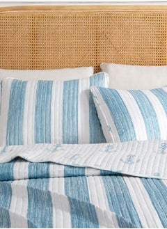 Great Bay Home Great Bay Home 2-Piece Twin Reversible Lightweight Nautical Quilt Comforter with 1 Sham | All-Season, Beach Bedspreads | Blue Coastal Coverlet Sets | Casco Bay Quilts Collection  - Image 4