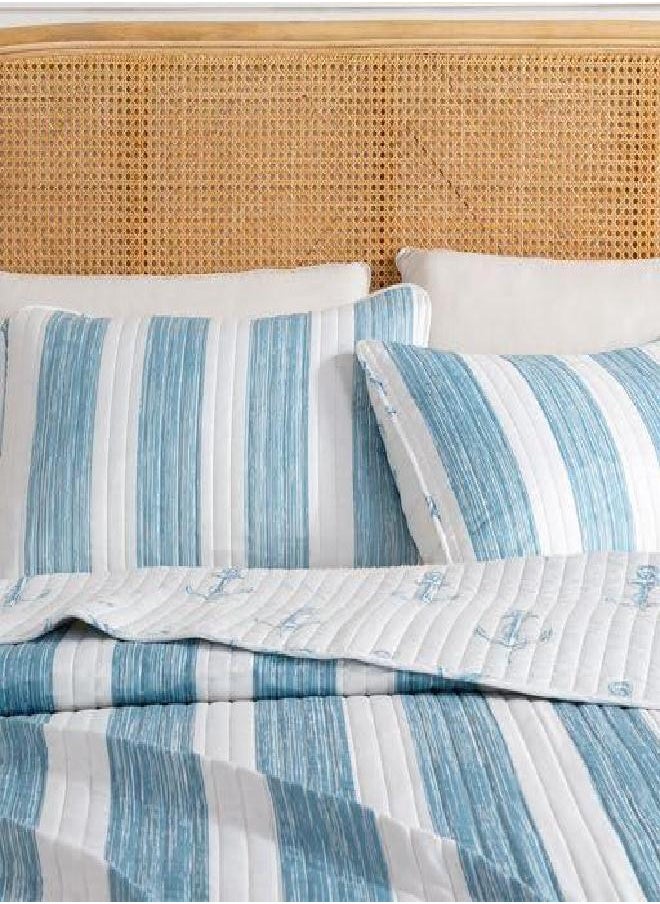 Great Bay Home Great Bay Home 2-Piece Twin Reversible Lightweight Nautical Quilt Comforter with 1 Sham | All-Season, Beach Bedspreads | Blue Coastal Coverlet Sets | Casco Bay Quilts Collection  - Image 4
