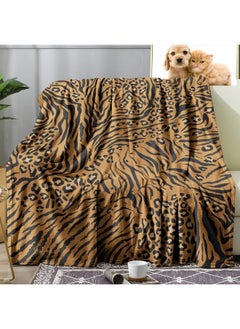Sowide Tiger Leopard Print Blanket, Brown Tiger Blanket Throws, Soft Fleece Flannel Animal Print Blanket, Cozy Warm Lightweight Fuzzy Plush Gifts for Women Mother Adults, Home Bed Couch Nap, 60"x80"  - Image 1