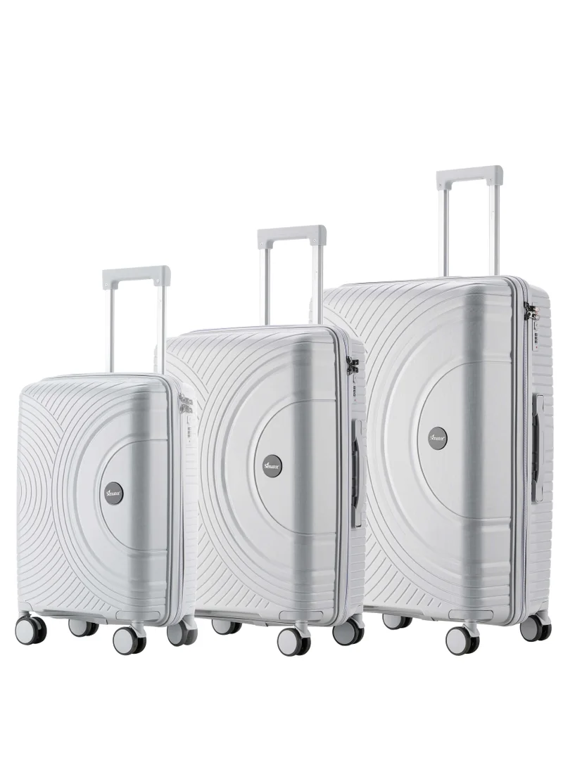 SENATOR unisex pp fashion trolley luggage set lightweight hard-shell spinner luggage with 4 double spinner wheel and 3-digit combination lock kh1010 light grey