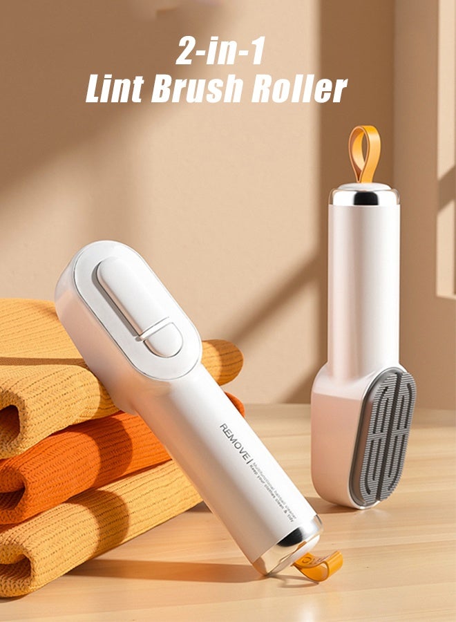 HOMESTAR Portable 2 in 1 Lint Remover with 3 Pcs Roller , Sticky Retractable Lint Roller Cleaner and Reusable Lint Remover Brush, Hair Remover for Furniture, Couch, Carpet, Clothing and Bedding - Image 1