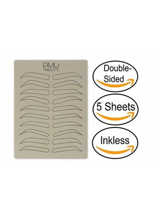 PMU Products PMU Products Cosmopolitan Pack | Microblading Practice Skin Double-Sided | Professional Realistic Hairstroke Tattoo Latex | Special Variety Eyebrow Designs For Cosmetic Tattooing (Black - 5) - Image 1