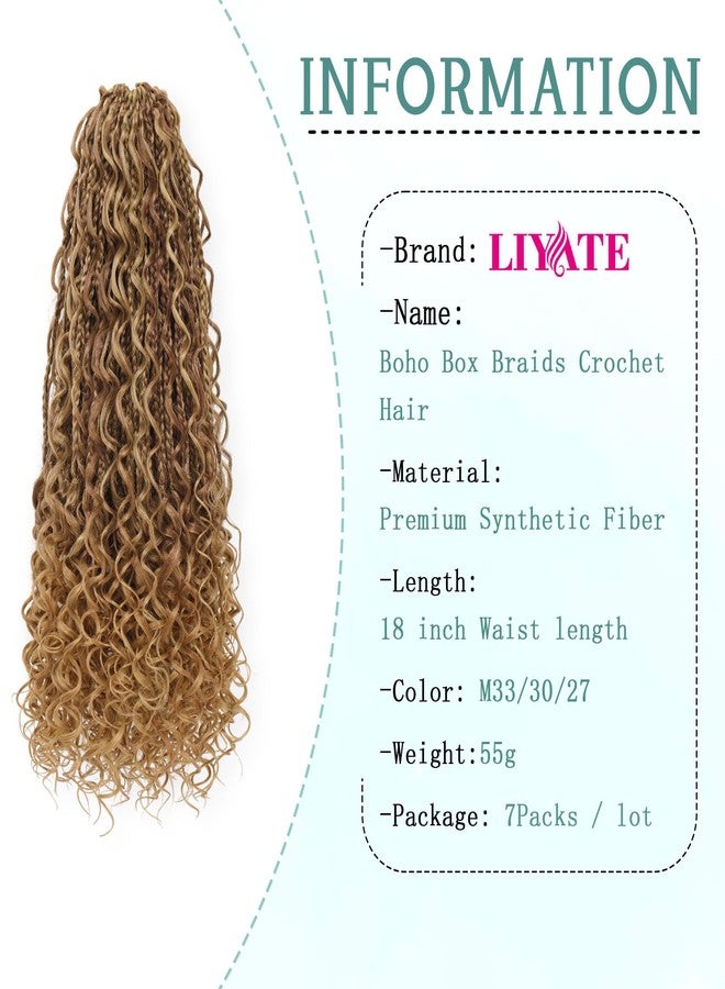 Liyate Goddess Bohemian Box Braids Crochet Hair - 18 Inch Crochet Braids with Curly Ends, 7 Packs Synthetic Braiding Hair Extensions for Black Women, M33/30/27 - Image 3