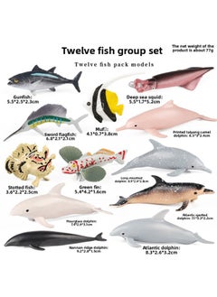 Simulation Mini Wildlife Suit Model Giraffe Zebra Panda Gorilla Lion Elephant Ornaments-Color:Zz Deep Sea Fish 6 Styles Set + Jct [py] Mini Dolphin 6 Styles