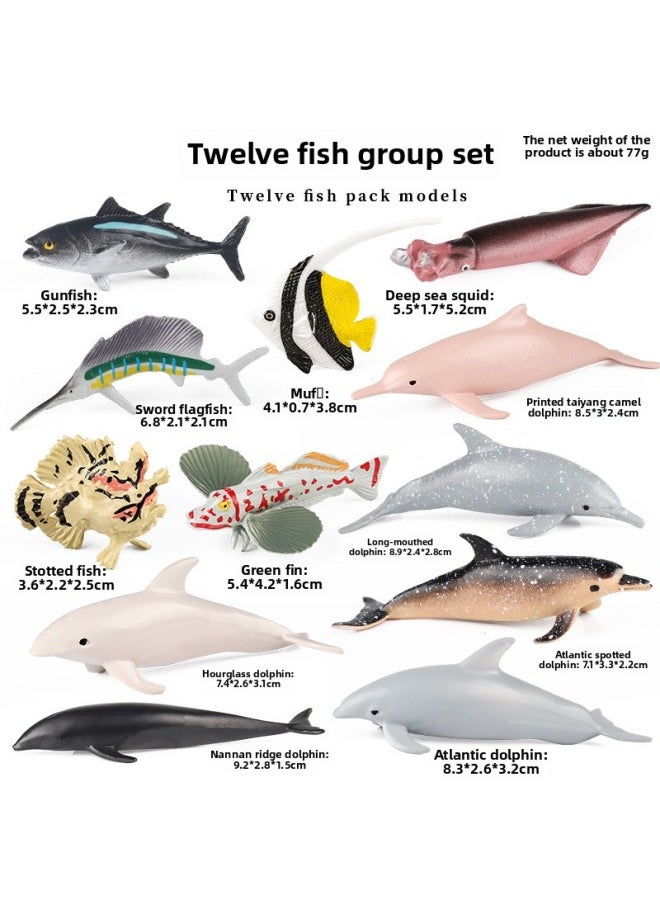 Generic - Simulation Mini Wildlife Suit Model Giraffe Zebra Panda Gorilla Lion Elephant Ornaments-Color:Zz Deep Sea Fish 6 Styles Set + Jct [py] Mini Dolphin 6 Styles - Image 1