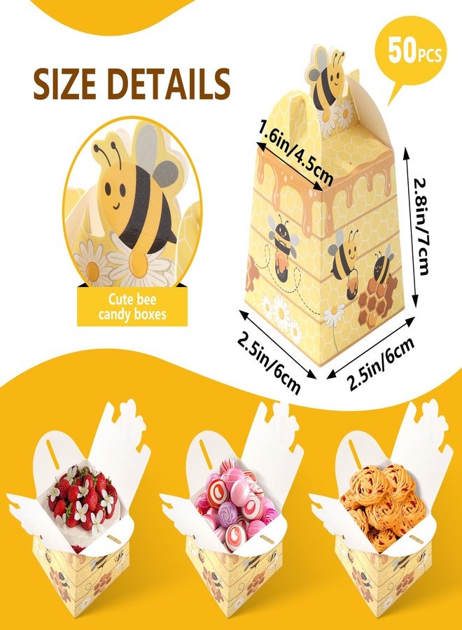 Cyblinia Bumble Bee Candy Boxes 50 Pcs Beehive Gift Boxes Paper Bee Party Favor Box for Birthday Decorations - Image 2