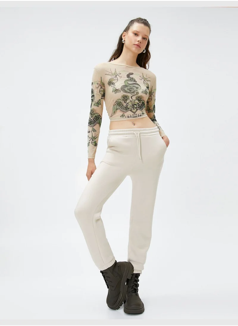 كوتون Drawstring Elastic Waist Jogger Sweatpants