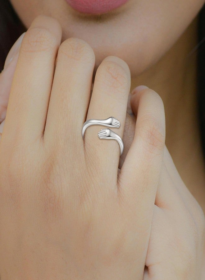 INFUSEU Hug Ring for Daughter Gifts from Mom Father Love You Jewelry 925 Sterling Silver - Image 3
