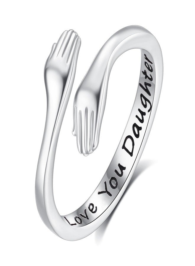 INFUSEU Hug Ring for Daughter Gifts from Mom Father Love You Jewelry 925 Sterling Silver - Image 1