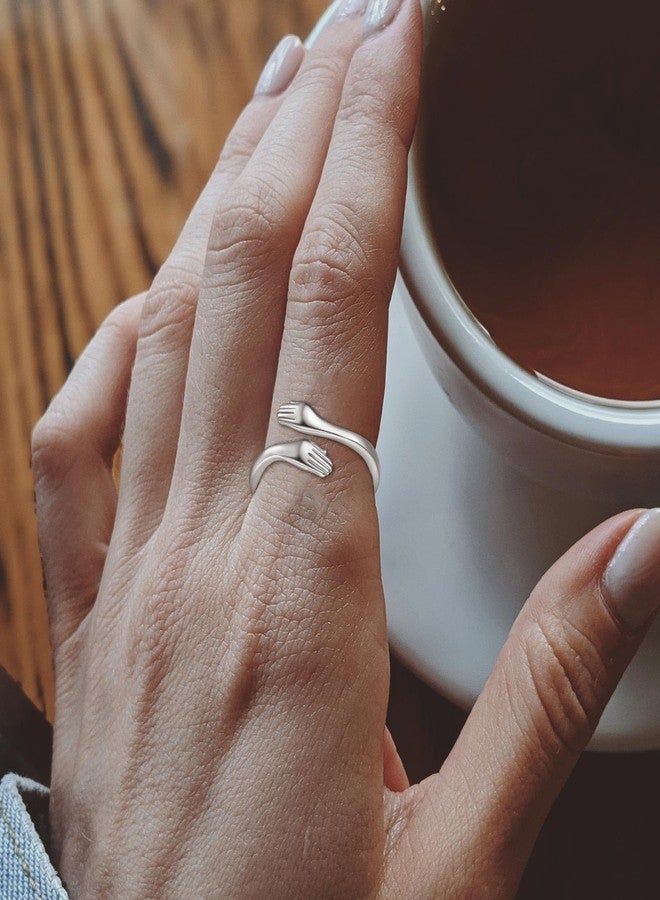INFUSEU Hug Ring for Daughter Gifts from Mom Father Love You Jewelry 925 Sterling Silver - Image 4