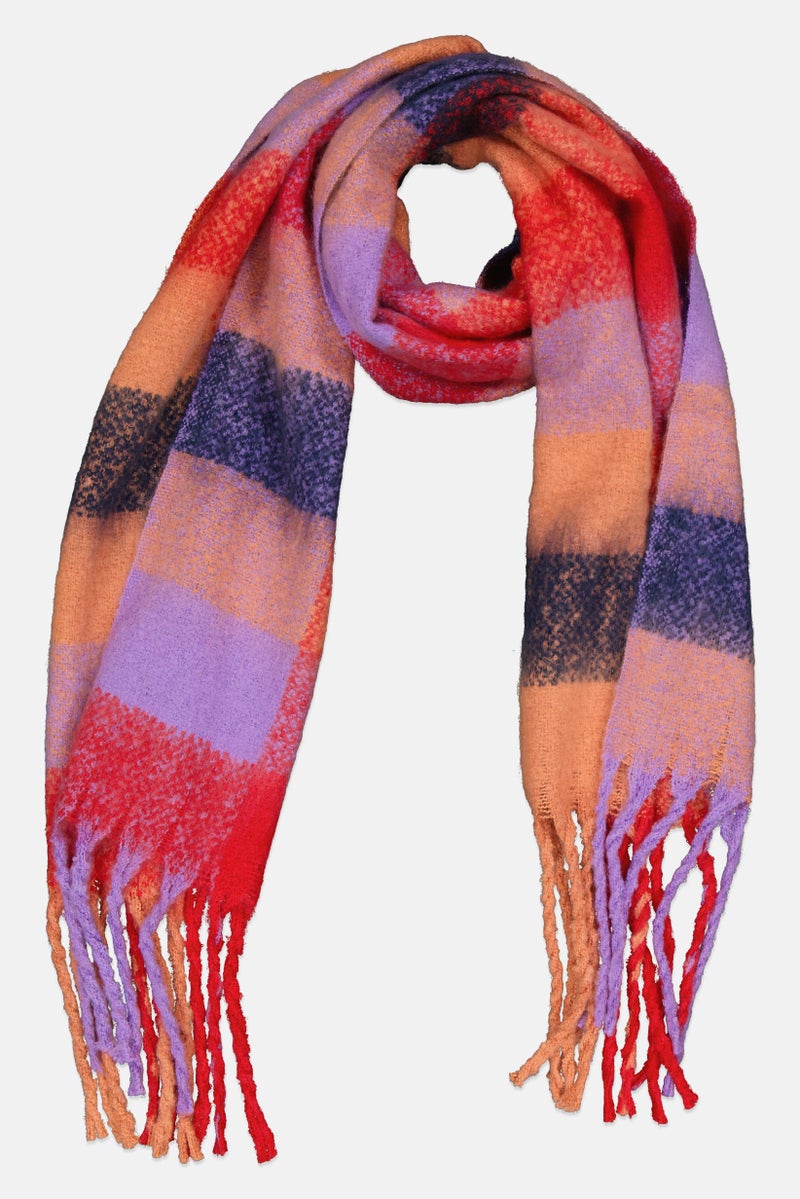 ADRIENNE VITTADINI وشاح نسائي محكم 190 x 90 سم، أحمر - Image 1