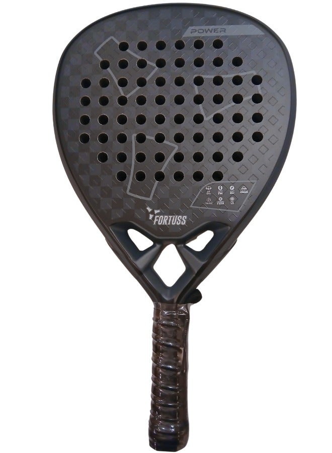 Padel Tennis Racket - Full Carbon Fiber - 3D Mat Rhomboid Surface With Light Eva Memory Flex Foam Core - Padel Racquet - Diamond Shape Paddle Racket With Bag Included (Silver/Black)
