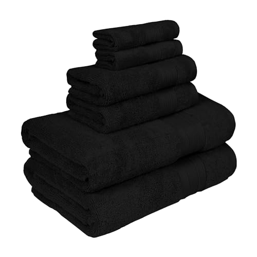 Trident Soft Comfort Air Rich Towels for Bath, 100% Cotton Towel, Super Soft, Highly Absorbent, 6 Pieces Towel Set, 500 GSM - Black - Image 2