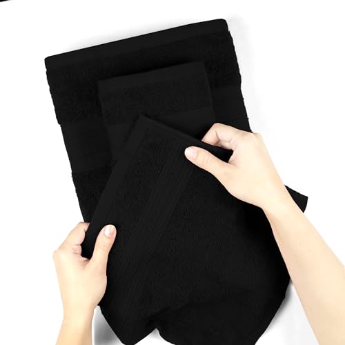 Trident Soft Comfort Air Rich Towels for Bath, 100% Cotton Towel, Super Soft, Highly Absorbent, 6 Pieces Towel Set, 500 GSM - Black - Image 5
