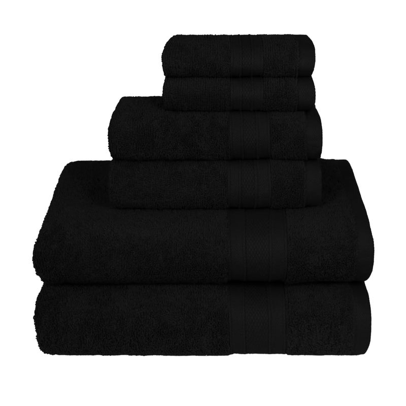 Trident Soft Comfort Air Rich Towels for Bath, 100% Cotton Towel, Super Soft, Highly Absorbent, 6 Pieces Towel Set, 500 GSM - Black - Image 4