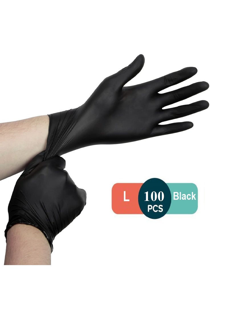 Multi Purpose Black Disposable Vinyl Powder Free Gloves Large Size - Image 1