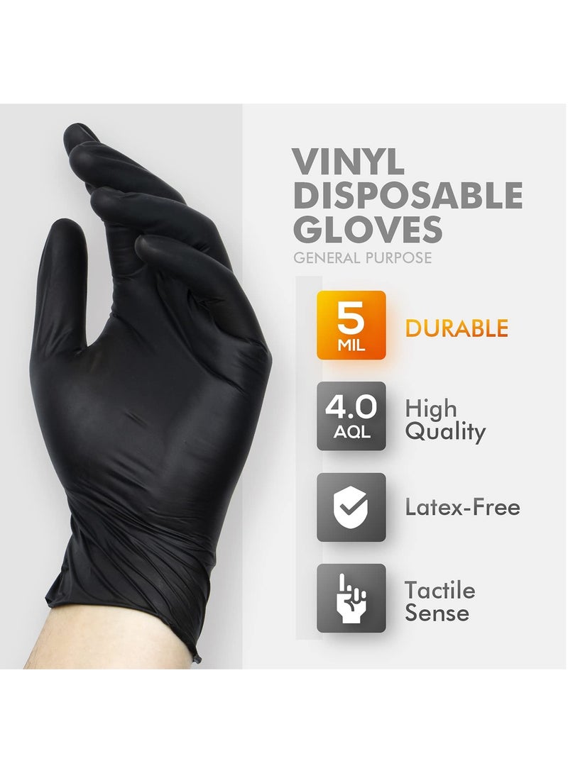Multi Purpose Black Disposable Vinyl Powder Free Gloves Large Size - Image 2