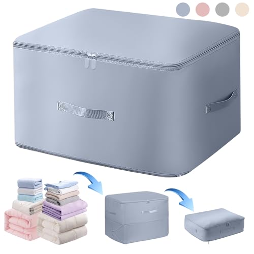 TPTAL Ultra Space Saving Self Compression Organizer, Heavy Duty Moving Bags, Storage Tote for Space Saving, Self Compression Moving Large Capacity Organizer Bag for Comforters (Grey, XL (54 * 42 * 60CM)) - Image 1