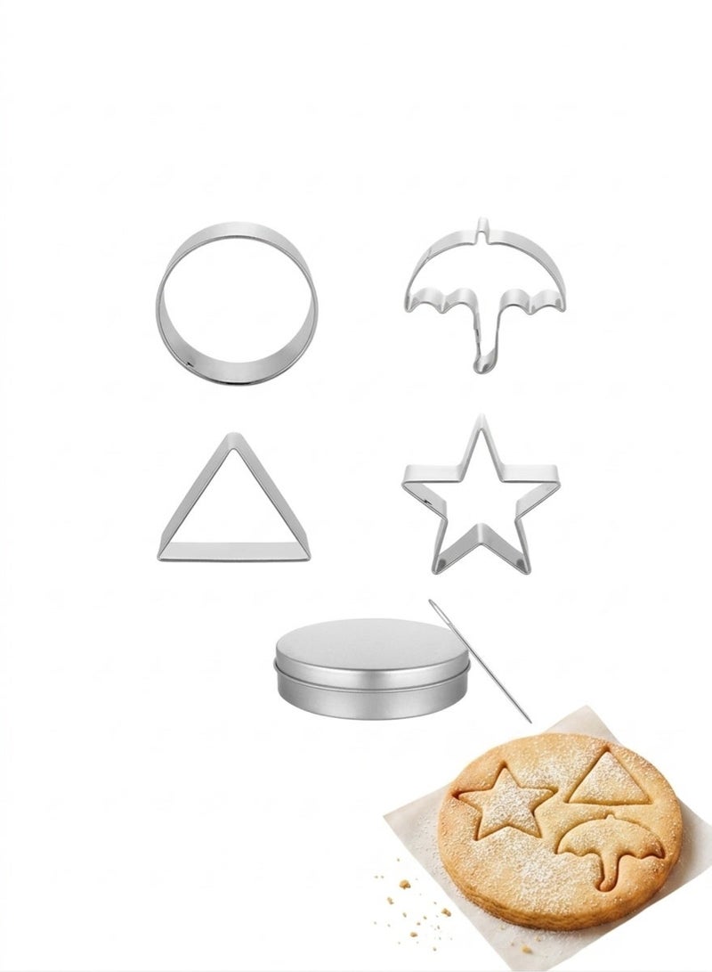 Bukela 6 Pack Korean Candy Making Tools, Stainless Steel Cookie Cutters Biscuit Molds, Sugar Game Kit, Umbrella Triangle Star Round Baking Cake Molds for Party Sugar Game Cookie ﻿ - Image 1