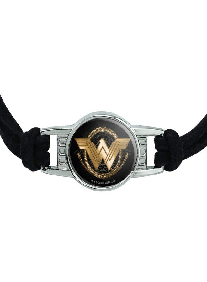 GRAPHICS & MORE Wonder Woman Movie Golden Lasso Logo Novelty Suede Leather Metal Bracelet - Image 3