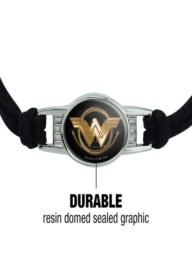 GRAPHICS & MORE Wonder Woman Movie Golden Lasso Logo Novelty Suede Leather Metal Bracelet - Image 5