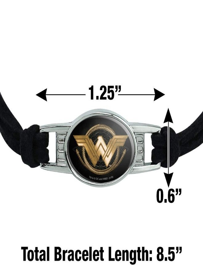 GRAPHICS & MORE Wonder Woman Movie Golden Lasso Logo Novelty Suede Leather Metal Bracelet - Image 2