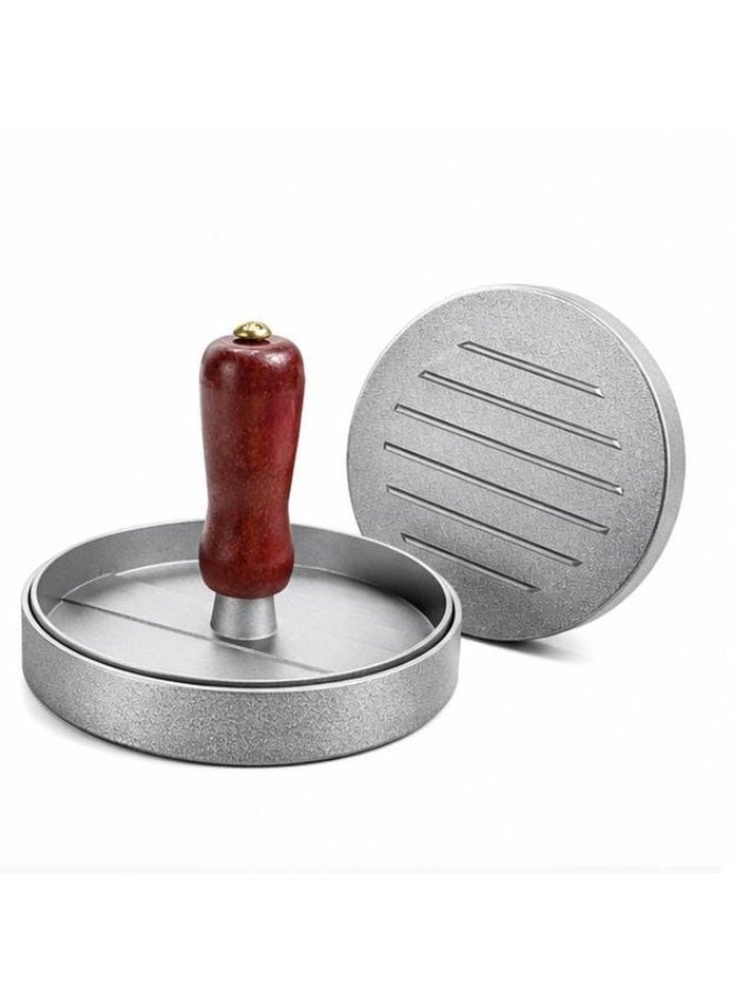 Burger press, with non-stick coating and wooden handle, for shaping meat patties to a uniform size - Image 1