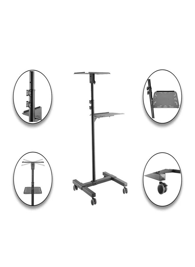 Skill Tech SH TS08 Steel Adjustable Projector & Laptop Trolley Stand, Max Load Capacity 10kg – Black  - Image 2