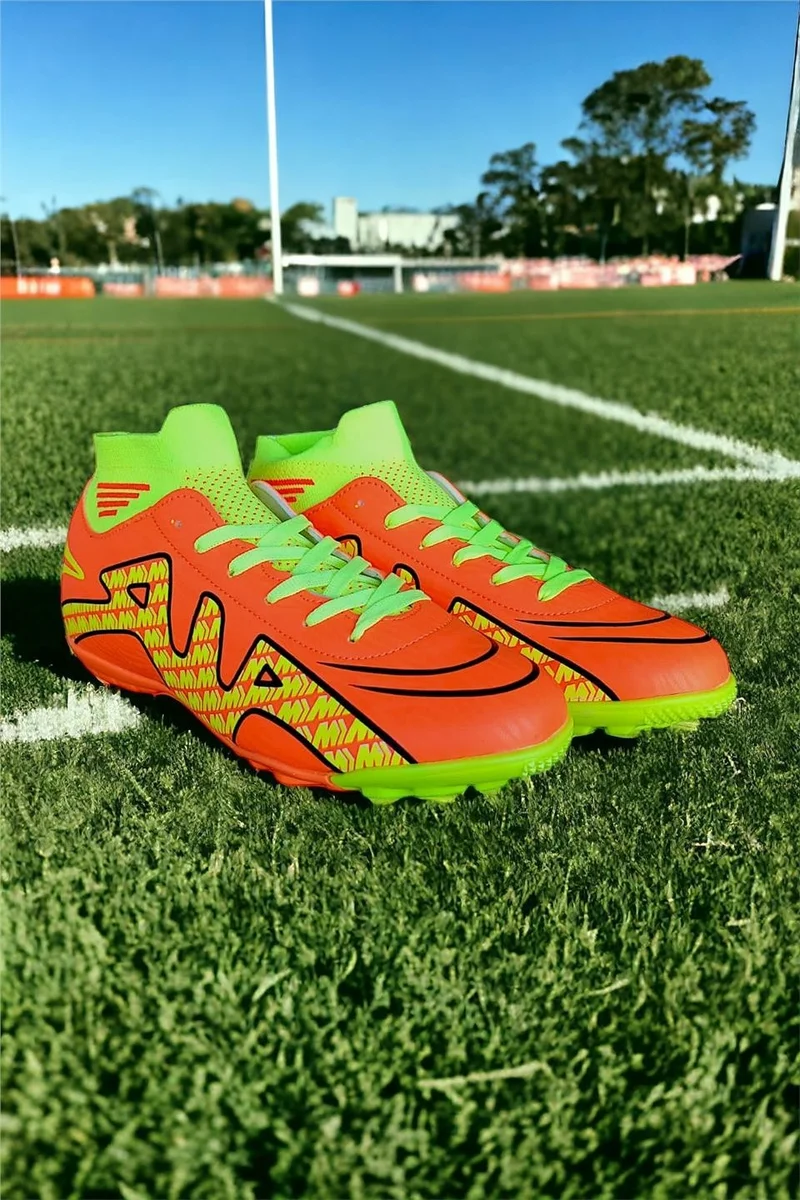 Liger Socked Ankle High Top Football Boots Orange - Yellow