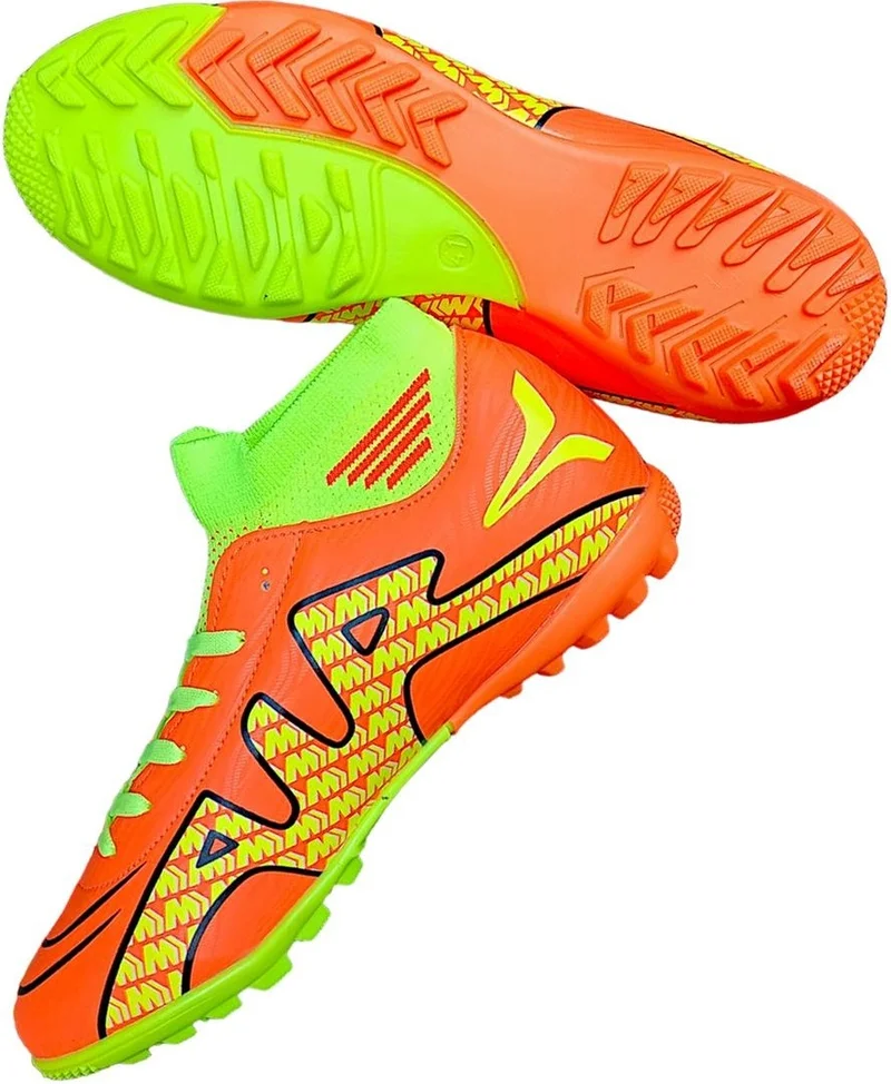 Liger Socked Ankle High Top Football Boots Orange - Yellow