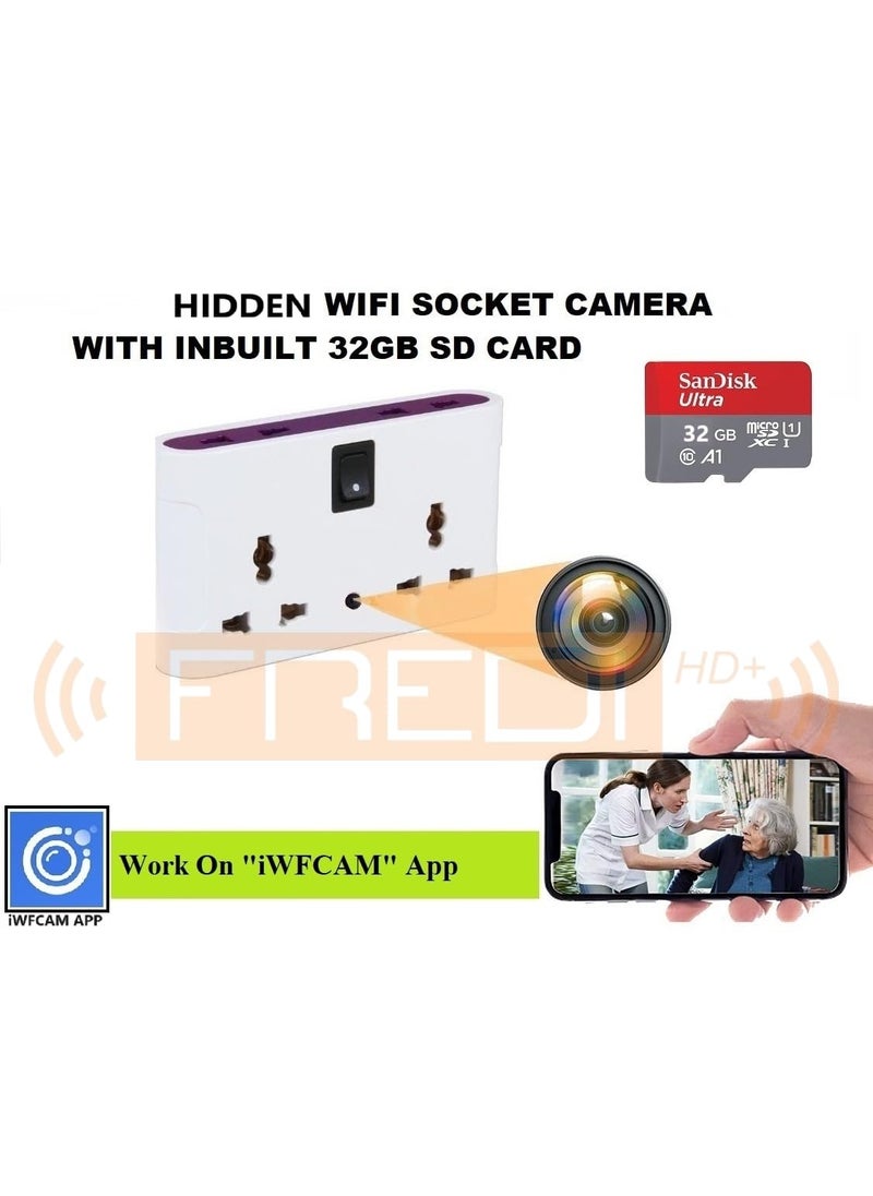 FREDI HD PLUS FREDI HD PLUS WiFi Hidden Socket Board Wireless 1080P HD Camera Office Indoor Security Camera Home Surveillance Camera with Inbuilt 32gb SD Card iWFCam APP Hidden Camera  - Image 3