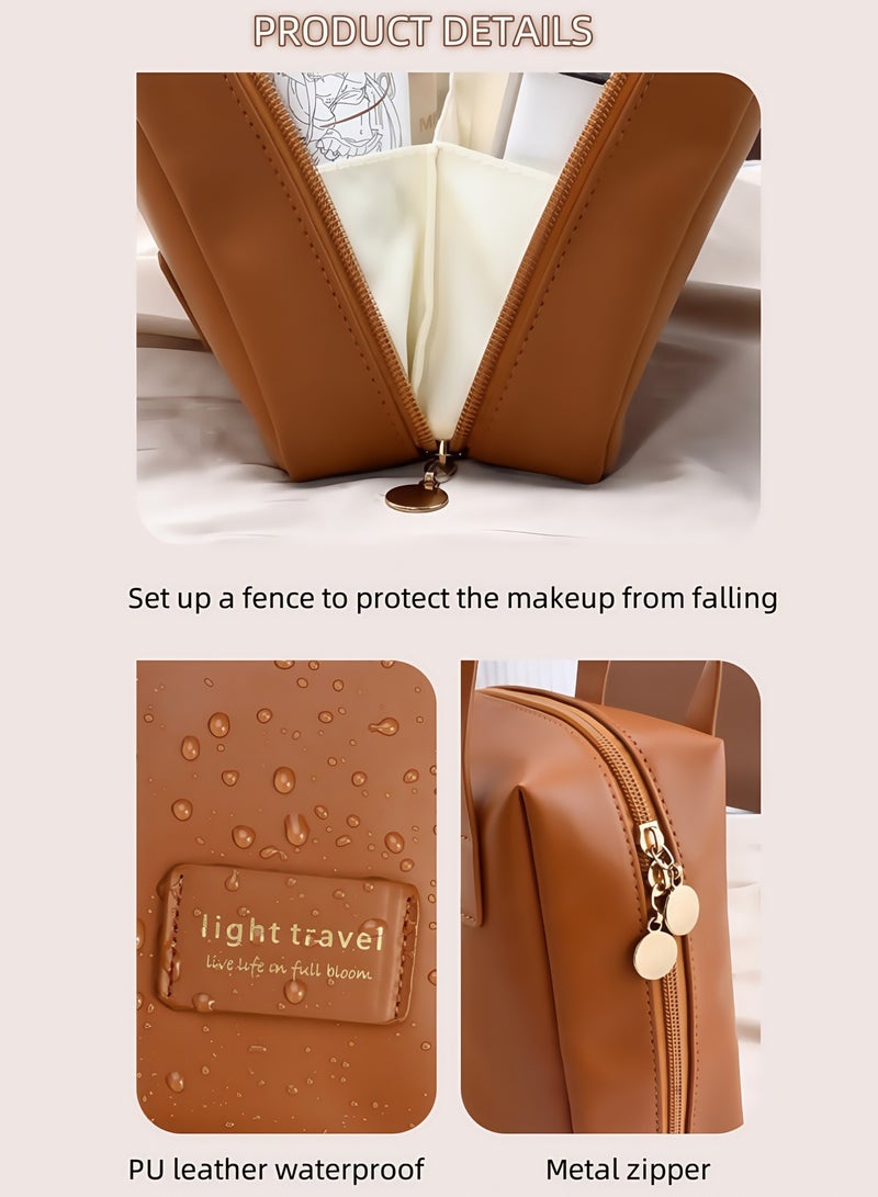 شنطة مكياج شنطة مكياج للسفر شنطة مكياج حقيبة مكياج صغيرة جديد بني - Image 4