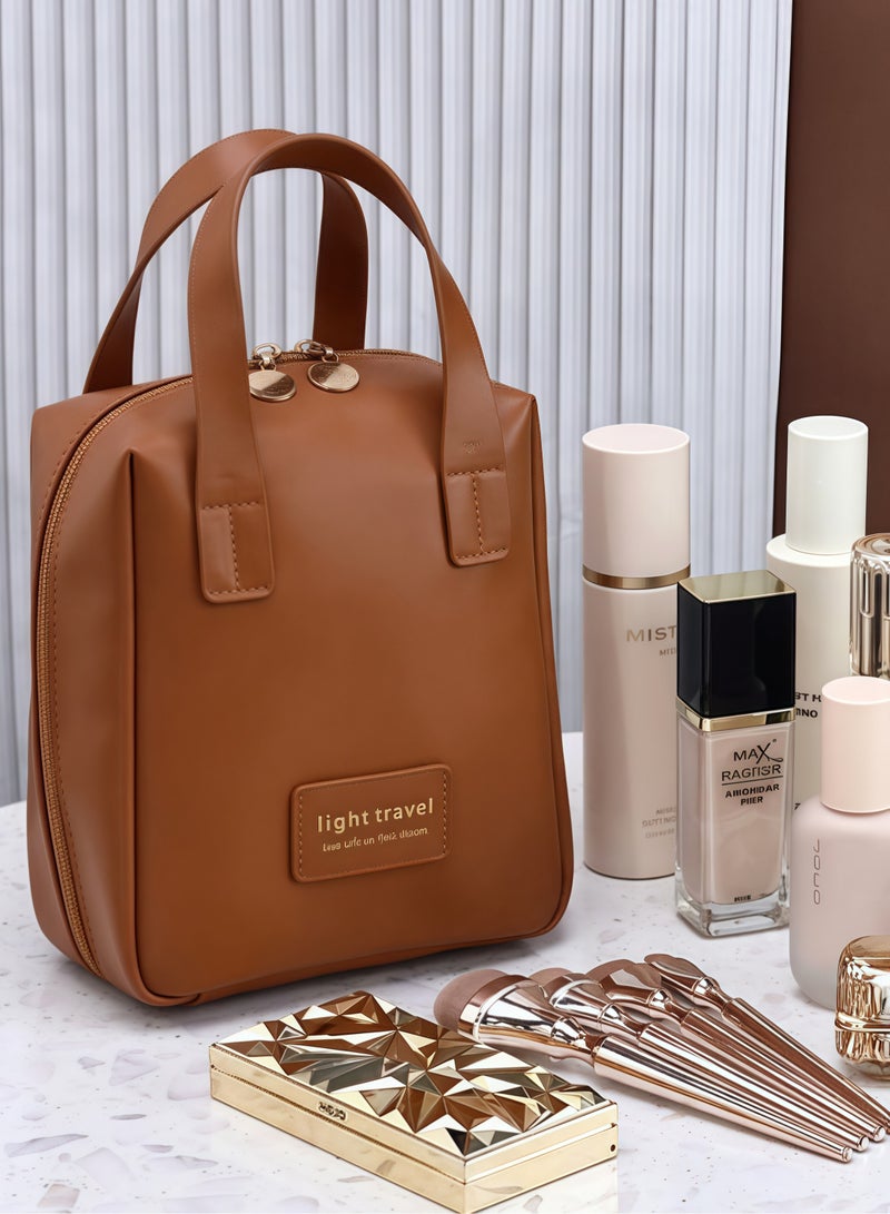 شنطة مكياج شنطة مكياج للسفر شنطة مكياج حقيبة مكياج صغيرة جديد بني - Image 5