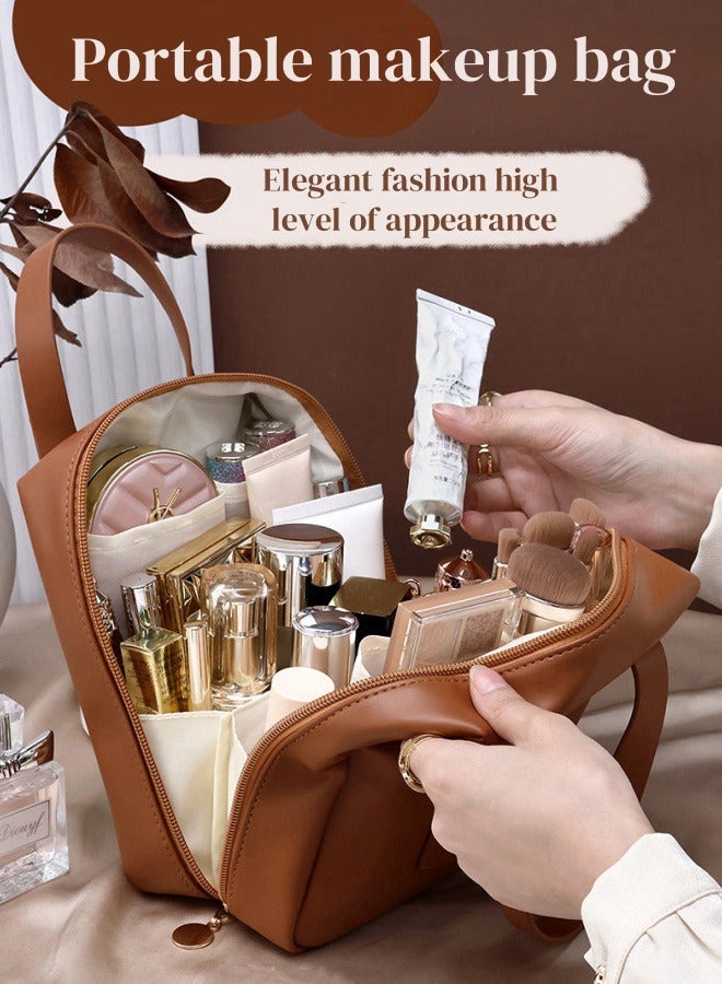 شنطة مكياج شنطة مكياج للسفر شنطة مكياج حقيبة مكياج صغيرة جديد بني - Image 2