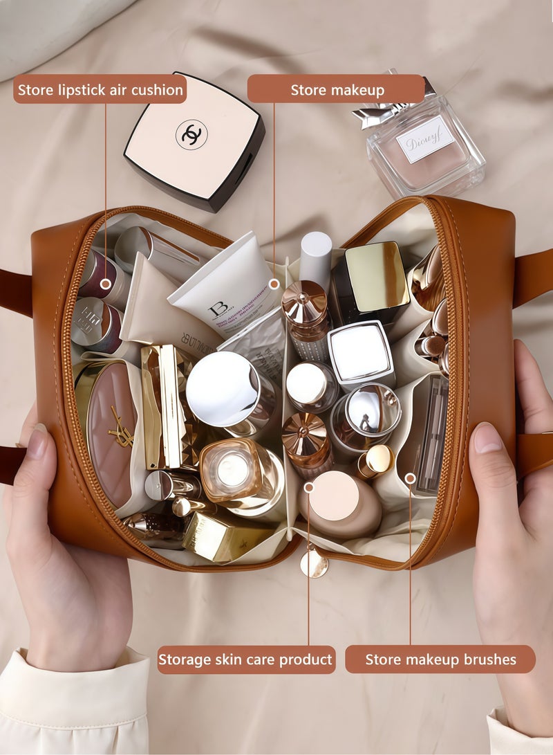 شنطة مكياج شنطة مكياج للسفر شنطة مكياج حقيبة مكياج صغيرة جديد بني - Image 3