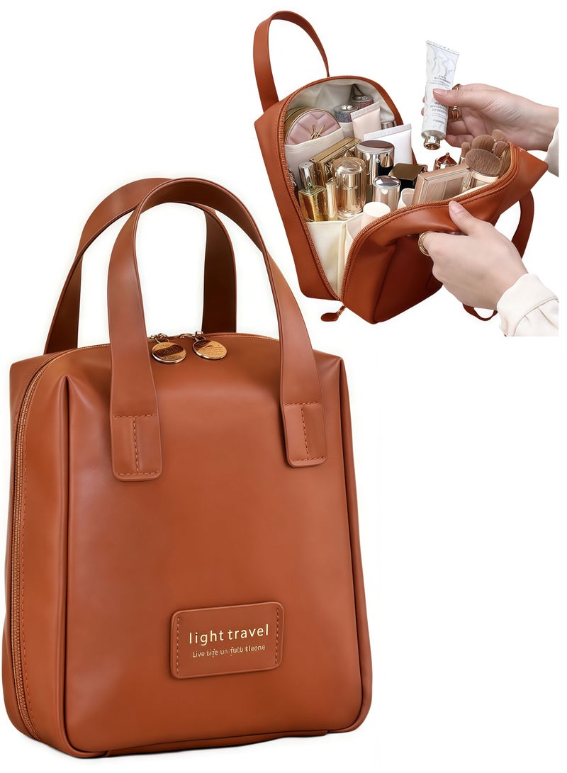 شنطة مكياج شنطة مكياج للسفر شنطة مكياج حقيبة مكياج صغيرة جديد بني - Image 1