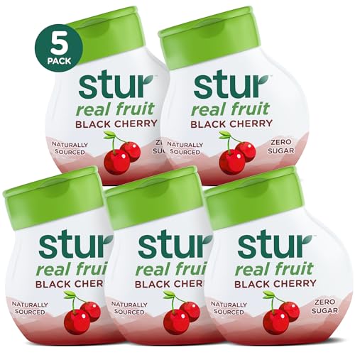 Stur Liquid Water Enhancer | Black Cherry | Naturally Sweetened | High in Vitamin C & Antioxidants | Sugar Free | Zero Calories | Keto | Vegan | 5 Bottles, Makes 120 Drinks - Image 1