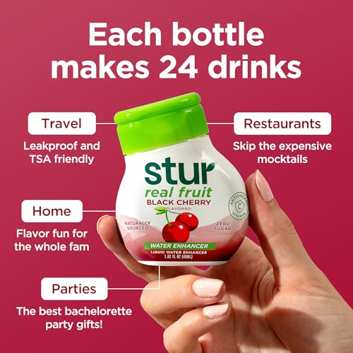 Stur Liquid Water Enhancer | Black Cherry | Naturally Sweetened | High in Vitamin C & Antioxidants | Sugar Free | Zero Calories | Keto | Vegan | 5 Bottles, Makes 120 Drinks - Image 5