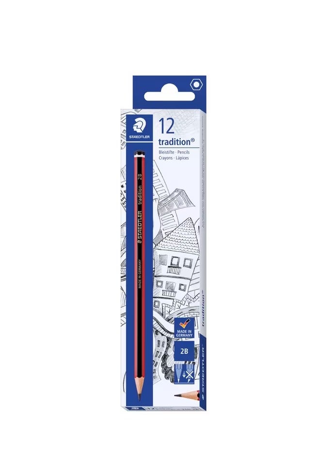Staedtler Tradition Graphite Pencils 2B 12 Pack - Image 1